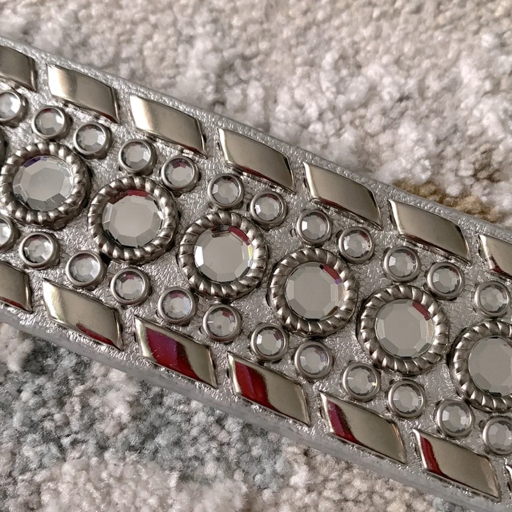 Silver Rhinestone Studded Women's Belt